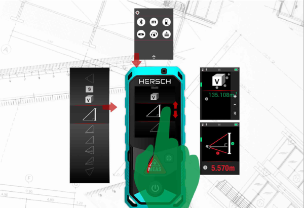 HERSCH Laser Entfernungsmesser LEM 150 mit digitaler Kamera, Bluetooth App und IP65