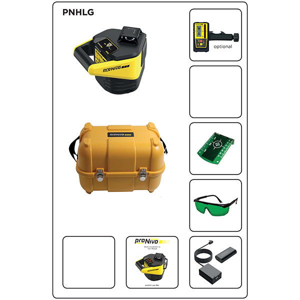ProNivo PNHLG Rotationslaser grün bis zu 2200 U/MIN + PNLUD18 Handempfänger